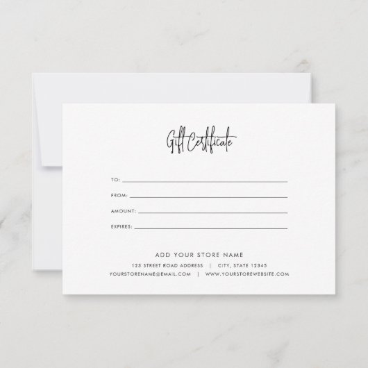 Carte Ajouter Logo Moderne Design Script Certificat cade (Dos)