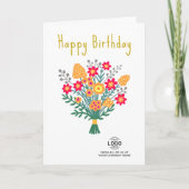 Carte Ajouter Logo Red Orange Folk Flowers Business Anni (Devant)