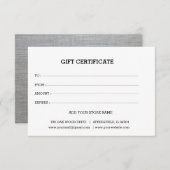 Carte Ajouter un certificat cadeau commercial modifiable (Devant / Derrière)