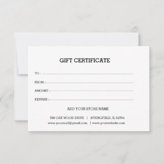 Carte Ajouter un certificat cadeau commercial modifiable