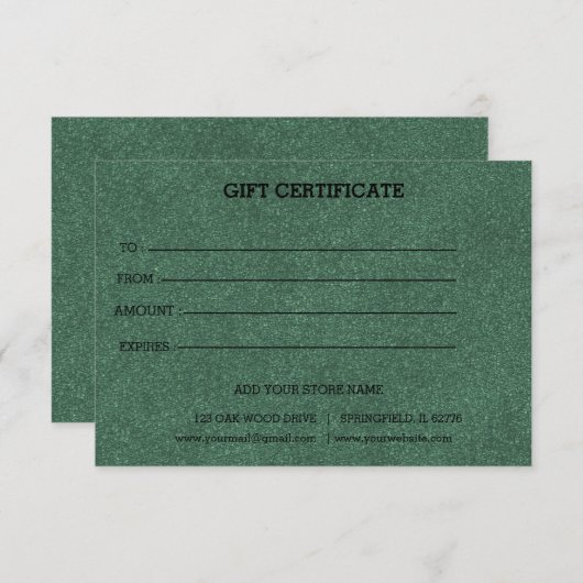 Carte Ajouter un certificat cadeau commercial modifiable (Devant / Derrière)