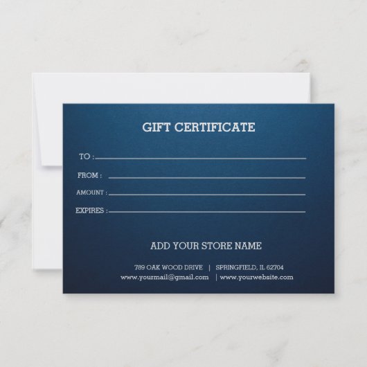Carte Ajouter un certificat cadeau commercial modifiable (Devant)