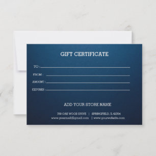 Carte Ajouter un certificat cadeau commercial modifiable