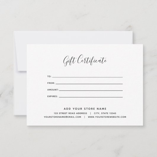 Carte Ajouter un logo Black Border Calligraphy Certifica (Dos)