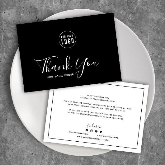 Carte Ajouter un logo Bordure noire Merci couleur modifi