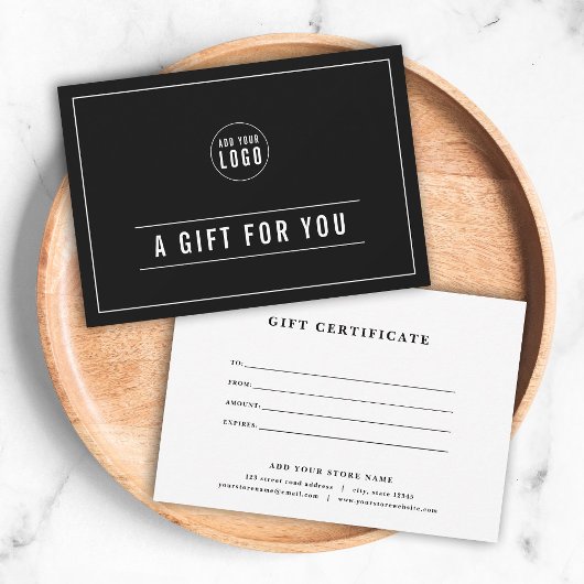 Carte Ajouter un logo Lignes blanches Certificat cadeau