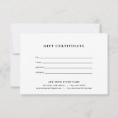 Carte Ajouter un logo Lignes blanches Certificat cadeau  (Dos)