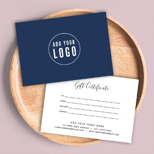 Carte Ajouter un logo personnalisé certificat cadeau de 