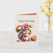 Carte Ajouter un message à l'écureuil (Fleur jaune)
