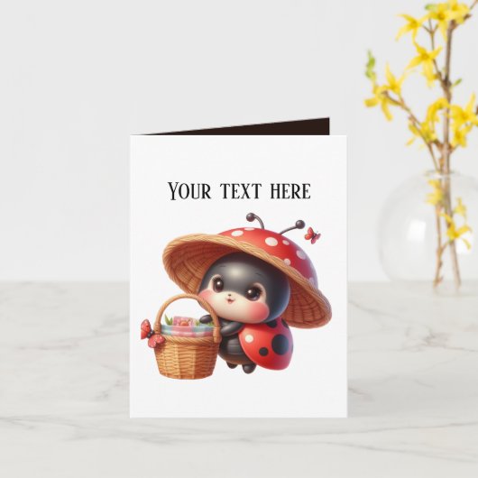 Carte Ajouter un message aux amateurs de coccinelle (Fleur jaune)