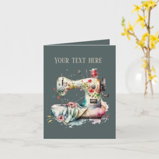 Carte Ajouter un message aux amateurs de couture (Fleur jaune)