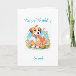 Carte Ajouter Un Nom Anniversaire Chien De Chien De Chie