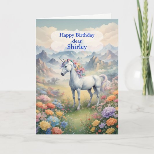 Carte Ajouter un nom Birthday Unicorn (Devant)