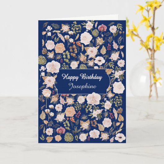 Carte Ajouter Un Nom Fleurs Dispersées Anniversaires (Fleur jaune)