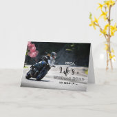Carte Ajouter un nom Motorcycle thème Anniversaire pour  (Fleur jaune)