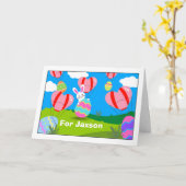 Carte Ajouter un nom Pâques avec des ballons à air chaud (Fleur jaune)