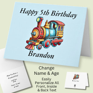 Carte Ajouter un nom Personnaliser Enfant garçon train à