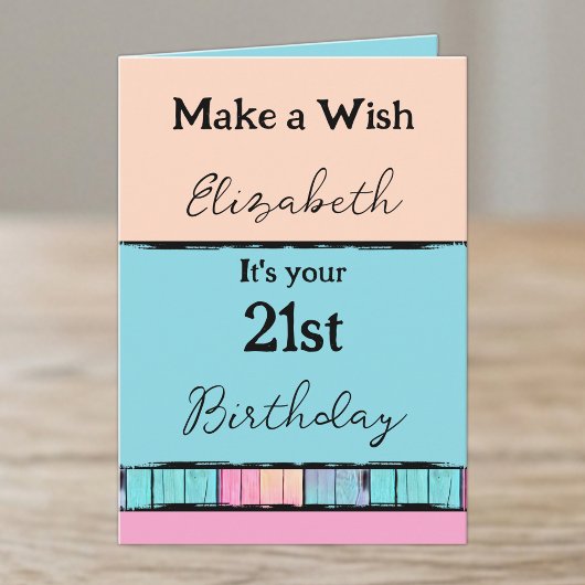 Carte Ajouter un nom turquoise 21e anniversaire