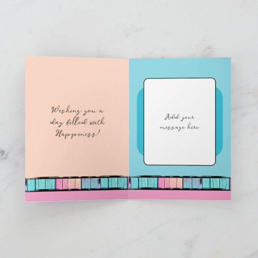 Carte Ajouter un nom turquoise 21e anniversaire (Intérieur)