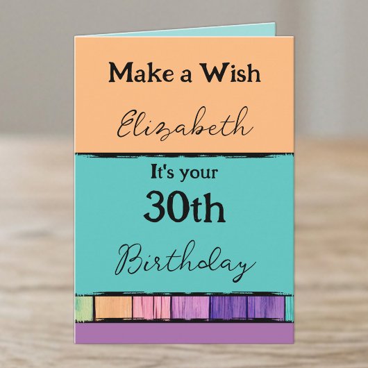 Carte Ajouter un nom turquoise 30e anniversaire