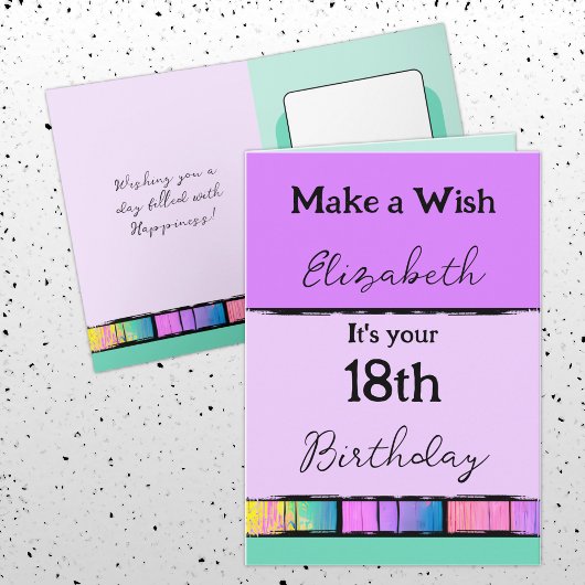 Carte Ajouter un nom violet 18e anniversaire