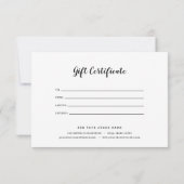 Carte Ajouter un script de logo et un certificat cadeau  (Dos)