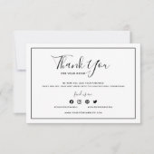 Carte Ajouter votre logo Bordure noire et Merci blanc (Devant)