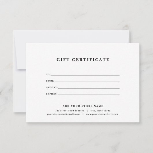 Carte Ajouter votre logo Bordures noires Certificat cade (Dos)