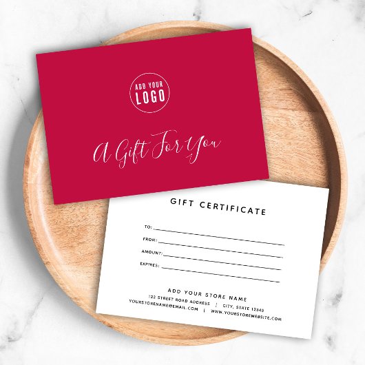 Carte Ajouter votre logo personnalisé certificat cadeau 