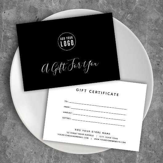 Carte Ajouter votre logo personnalisé certificat cadeau