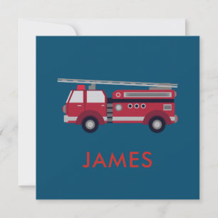 Carte Ajouter votre nom Red Fire truck Personnalisé