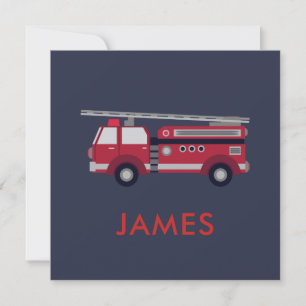 Carte Ajouter votre nom Red Fire truck Personnalisé