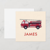 Carte Ajouter votre nom Red Fire truck Personnalisé (Devant / Derrière)