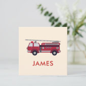 Carte Ajouter votre nom Red Fire truck Personnalisé (Debout devant)