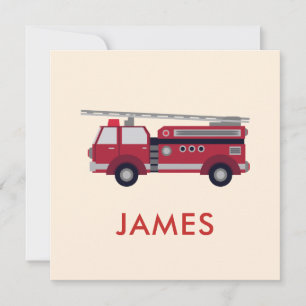 Carte Ajouter votre nom Red Fire truck Personnalisé