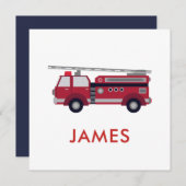 Carte Ajouter votre nom Red Fire truck Personnalisé (Devant / Derrière)