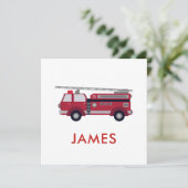 Carte Ajouter votre nom Red Fire truck Personnalisé (Debout devant)