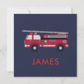 Carte Ajouter votre nom Red Fire truck Personnalisé (Dos)