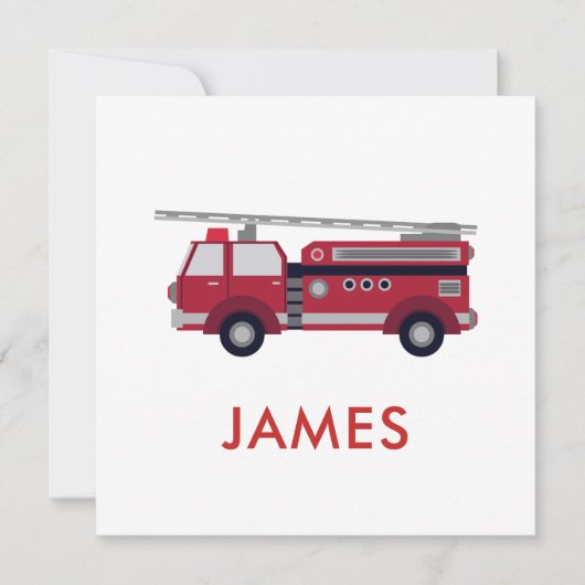 Carte Ajouter votre nom Red Fire truck Personnalisé (Devant)