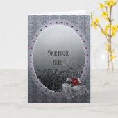 Carte Ajouter votre photo cadre gothique romantique orné (Fleur jaune)