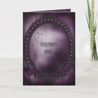 Carte Ajouter votre photo cadre gothique violet romantiq