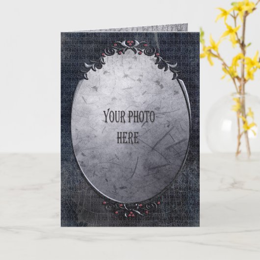 Carte Ajouter votre photo Gothique Cobwebs orné Cadre (Fleur jaune)