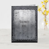 Carte Ajouter votre photo noir cadre gothique (Fleur jaune)