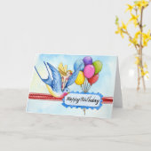 Carte Ajouter votre propre texte : Fée et oiseaux (Fleur jaune)
