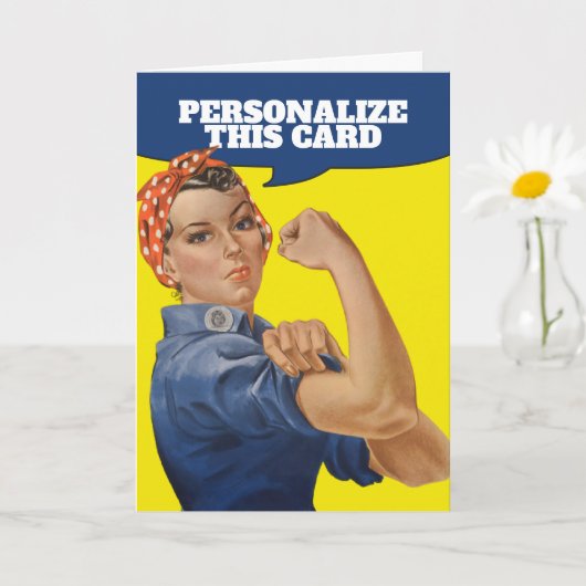 Carte Ajouter votre propre texte Rosie le Riveter Person (Petite plante)