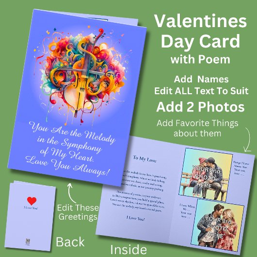 Carte Ajoutez 2 photos, Vous êtes la mélodie de ma Saint