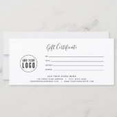 Carte Ajoutez votre logo et votre certificat-cadeau à la (Dos)