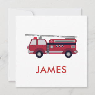 Carte Ajoutez Votre Nom Camion de pompiers rouge Fire Pe