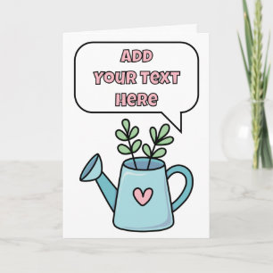 Carte Ajoutez votre propre message, arrosoir mignon