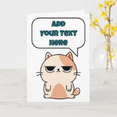 Carte Ajoutez votre propre message, chat drôle (Fleur jaune)